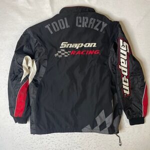 Snap-On Racing Jacket Mens XL Black Red White Tool Crazy Full Zip‎ Windbreaker
